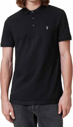 AllSaints Reform Short Sleeve Polo Shirt In Black