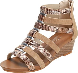 Generic Womens Summer High Top Roman Sandals with Slope Heel and Rear Zipper Closure for Breathable Comfortable All Day Wear (A, 6)