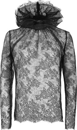Alexander McQueen Blouse met kant en ruches - Zwart