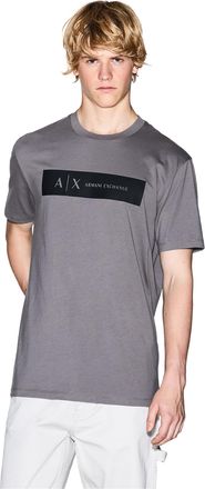 A|X Armani Exchange Mens Short Sleeve Contrast Logo T-Shirt Grey M, Dark Gull Gray, M
