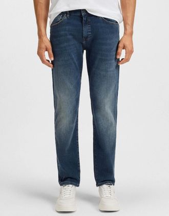 HUGO BOSS Mens BOSS Orange Re.Maine Mens Regular-Fit Jeans in Super-Stretch Denim - Navy 411 - Size: 34/34