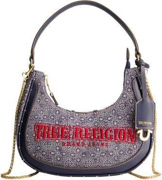 True Religion Logo Small Hobo Bag in Navy at Nordstrom Rack