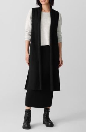 Eileen Fisher Shawl Collar Wool Longline Vest in Black at Nordstrom Rack, Size Xx-Small