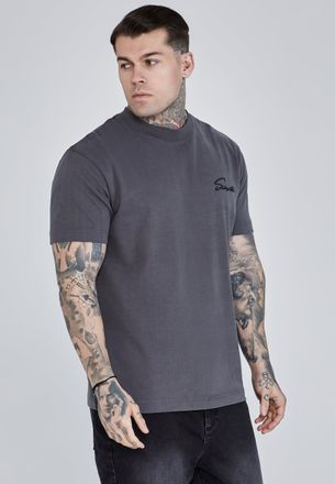 Siksilk Mens Grey Script T-Shirt M