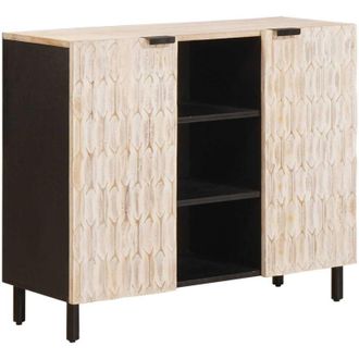 vidaXL Sideboard White Wash Finish 90 x 33 x 75 cm Solid Mango Wood vidaXL