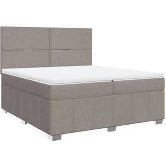 vidaXL Cama Box Spring Con Colch&oacute;n Tela Gris Taupe 200x200 Cm Vidaxl