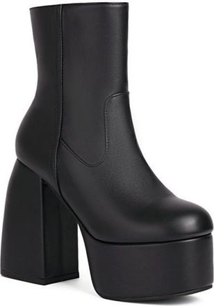 Generic Womens Platform Ankle Boots, Fashionable Round Toe Ankle Boots Made of PU Leather Platform Autumn Winter Short Boots Comfortable High Heel Shoes for E