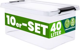 Deuba Caja Almacenaje Apilable Contenedor Transparente Orden Almacenamiento Organizador Libre De Bpa Cesta Juguetes Libros Ropa Mantas Alimentos 10x40l (de)