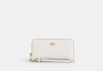 Coach Long Zip Around Wallet in White | PVC