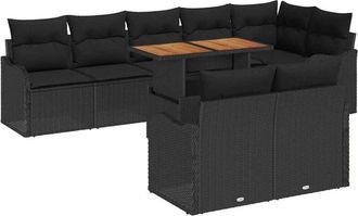vidaXL Garden Sofa Set with Storage 9 pcs Black Poly rattan vidaXL