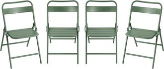 Sweeek Silla de jard&iacute;n plegable de acero, set de 4, verde