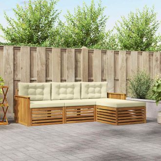 vidaXL Vidaxl Set Di Divani Da Esterno Naturale E Crema 249,5 X 162,5 X