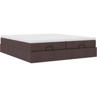 vidaXL Estructura Cama Otomana Colchones Tela Marr&oacute;n Oscuro 160x200 Cm Vidaxl