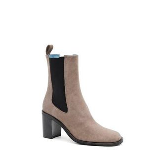 Valentina Rangoni Petalo Double Gored Bootie - Beige Italian Nabuk 25 in Block Heel at Nordstrom, Size 9.5