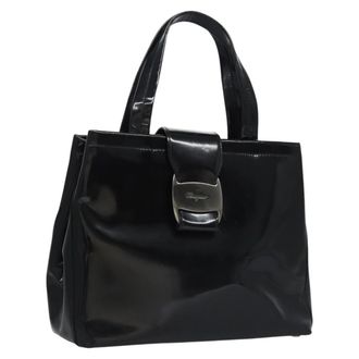 Ferragamo Vara Tote Patent Leather Black Patent_Leather Handbag (Pre-Owned)