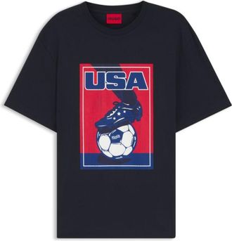 HUGO BOSS Relaxed-fit T-shirt in cotton with soccer artwork