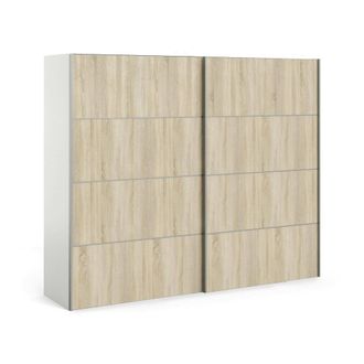 Dmora Dmora - Armario 2 Puertas Acerno, Muebles De Dormitorio, Vestidor, Armario De Ropa, 243x64 H202 Cm, Blanco Y Roble