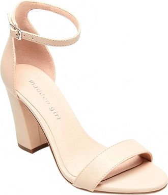 Madden Girl Womens Leather Open Toe Ankle Strap Block Heels In Tan