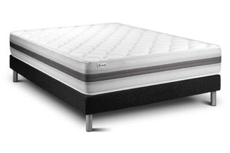 VITALIT Somier Negro + Colch&oacute;n Con Espuma Viscoel&aacute;stica 140 X 220