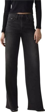Levi's Jeans, Dames, Zwart, W31 L32, Katoen, 728 High Rise Wide Leg Jeans