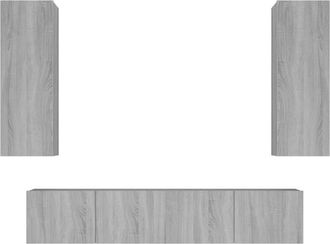 vidaXL Set De Muebles Para Tv 4 Pzas Madera Contrachapada Gris Sonoma Vidaxl