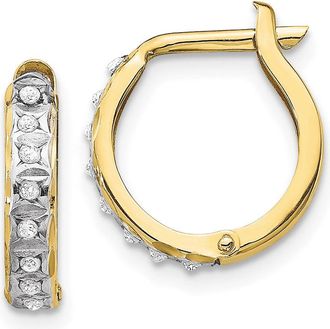 Diamond2Deal 10k Yellow Gold Diamond Fascination Hinged Hoop Earrings