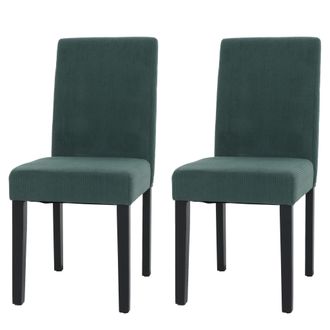Hhg Nunca Usado] Lote De 2 Sillas De Comedor Littau, Silla De Cocina Respaldo Alto, Tela/textil Cuerda Madera, Verde, Patas Oscuras
