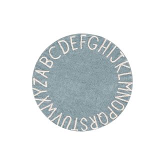 Lorena Canals Alfombra lavable redonda abecedario de algod&oacute;n azul 150&oslash;