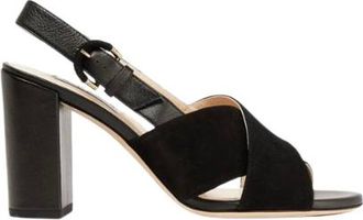 Tod's Black Suede And Leather Heeled Sandals Size 40