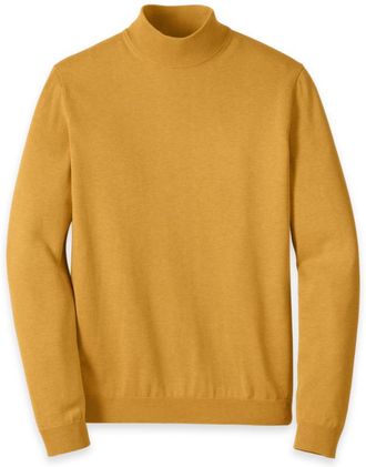 Paul Fredrick Supima Cotton Mock Neck Sweater in Mustard at Nordstrom, Size Xx-Large