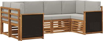 vidaXL Conjunto De Sof&aacute;s De Exterior 6 Uds. Natural Y Gris Claro Vidaxl