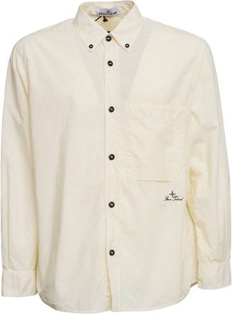 Stone Island Organic Cotton Lettering Oxford Shirt