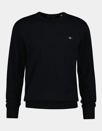 GANT Mens GANT Mens Classic Cotton Shield Logo Crew Neck Jumper - 5 Black - Size: 42
