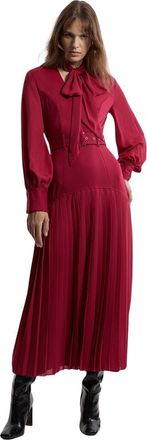 Karen Millen Jersey Ponte Georgette Mix Maxi Dress in Plum at Nordstrom, Size X-Small