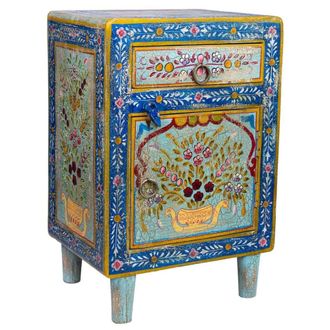 Wanderlust Deco Mesita de madera pintado artesanal multicolor, 40x30x60h cm