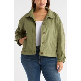 Caslon Twill Swing Jacket in Green Sorrel at Nordstrom Rack, Size 3X