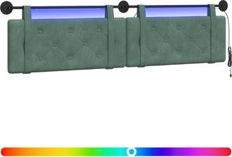 vidaXL Cabecero Colgante Con Luz Led Verde Mar Terciopelo Vidaxl