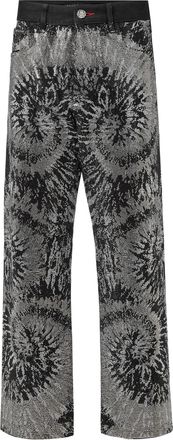 Philipp Plein Denim High Rise Fit Black+White Stones Tiedye Tie dye