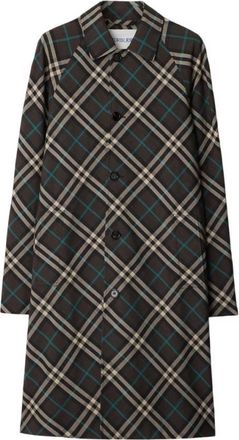 Burberry Check Print Mid-Length Car Coat, Brand Size 52 ( US Size 42 )