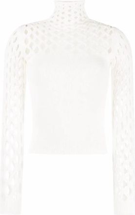 Valentino Garavani Open-Knit Roll-Neck Top