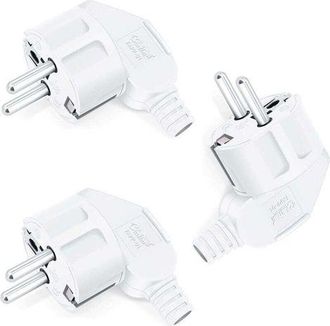 OEM Enchufes Schuko, 250 V (16 A), Enchufe De Seguridad Con Funda Antitorsi&oacute;n, Enchufe Schuko De Pl&aacute;stico, Irrompible, Duradero, Apto Para Cables De 8-10 