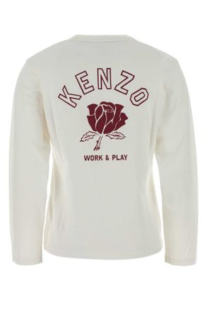 Kenzo Rose Embroidered Cotton T-Shirt - White