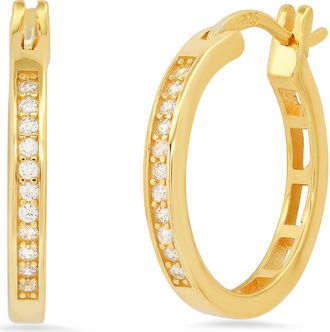 HMY Jewelry Pav&eacute; CZ Hoop Earrings in Yellow at Nordstrom Rack