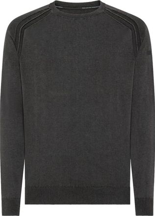 Roberto Ricci Design Katoenen Ronde Hals Techno Wash Trui - Heren - Ronde hals truien - Zwart - 3XL - Katoen - Truien & Vesten