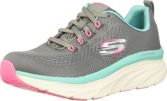 Skechers Womens Dlux Walker Fresh Finesse Sneaker, Gray, 7 UK