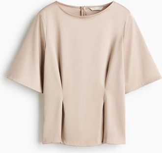 H&M Waisted Blouse in Light Beige at Nordstrom, Size Xx-Small