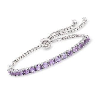 Ross-Simons Amethyst Bolo Bracelet in Sterling Silver