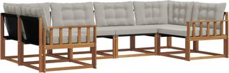 vidaXL Conjunto De Sof&aacute;s De Exterior 6 Uds. Natural Y Gris Claro Vidaxl