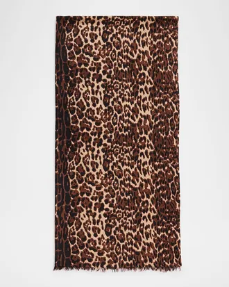 Sofiacashmere Lightweight Cashmere Leopard-Print Scarf
