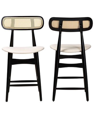 Baxton Studio Tarana Mid-Century Modern 2Pc Counter Stool Set